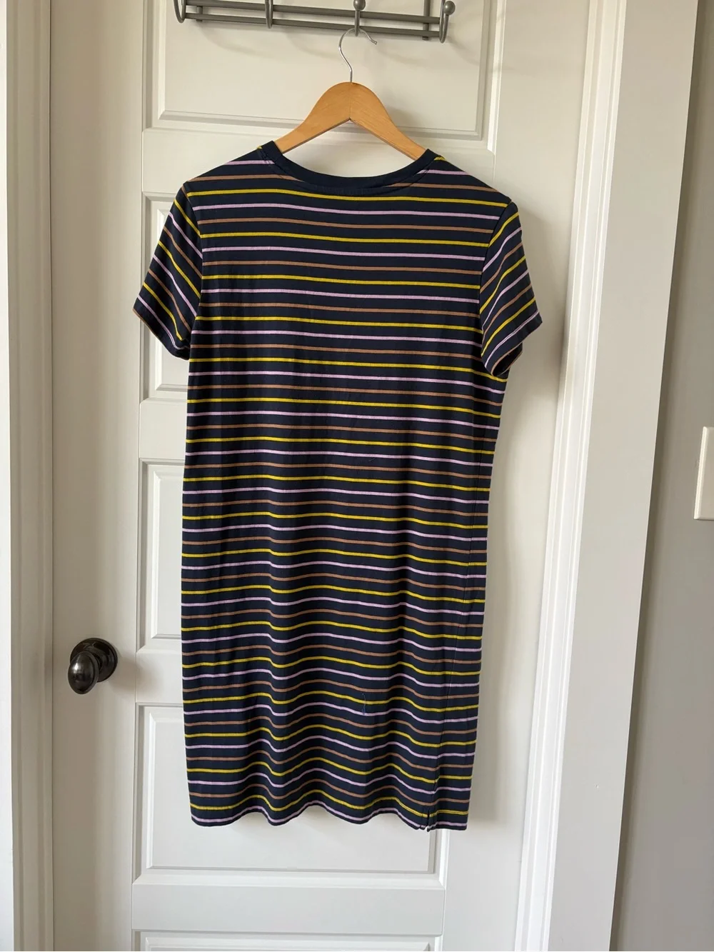 Pact Softspun Navy Striped Short Sleeve T-Shirt Dress S